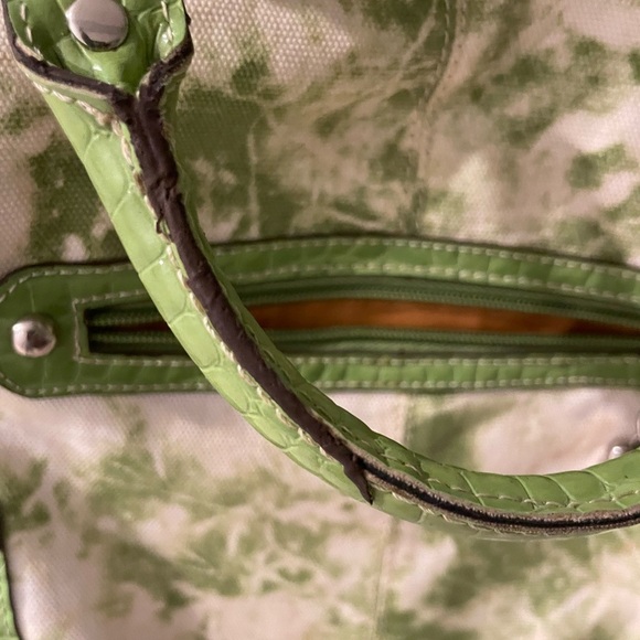 Kathy Van Zeeland Green and Cream Tote Bag Y2K - Picture 4 of 10